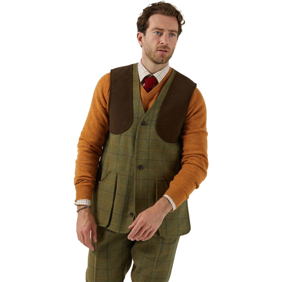 Alan Paine Mens Rutland Tweed Schießweste Gilet RUTGSHW - Dark Moss